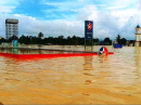 Flooding in Malaysia inundated some structures completely.